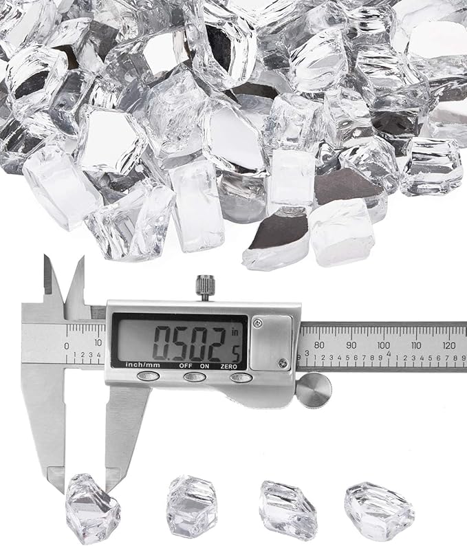NUPICK 20 lb 1/2 Inch Reflective Fire Glass, Safe, Non-Blackening, Eco-Friendly, Sparkly, Modern, Contemporary, Indoor/Outdoor