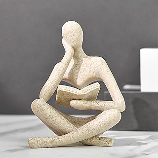 Jinkoozz Reading Women Statue, Thinker Sculptures, Abstract Art Ornament, Modern Aesthetic Figurine Decoration, Suitable for Home Living Room Bedroom Office Shelf Table Desk Bookshelf Decor