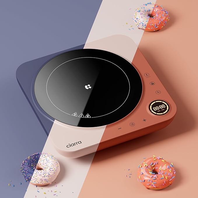 CIARRA CATIH1A-P Portable Induction Cooktop, Slim Single Electric Countertop Burner with Sensor Touch and Digital time, Pink