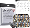 BTF-LIGHTING IP68 Waterproof Outdoor WS2815(Upgraded WS2812B) RGB LED Strip Individually Addressable 5050SMD Dual Signal DC12V 16.4ft 300Pixel Can Work Outdoor Black PCB(No Adapter or Controller)