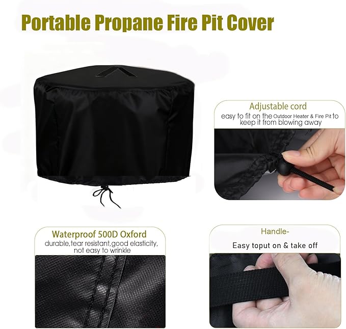 Propane Fire Pit Covers for EcoNook 22 inch Portable Propane Fire Pits, Waterproof Firebowl Covers Outdoor Firepit Cover-22" D x 18" H