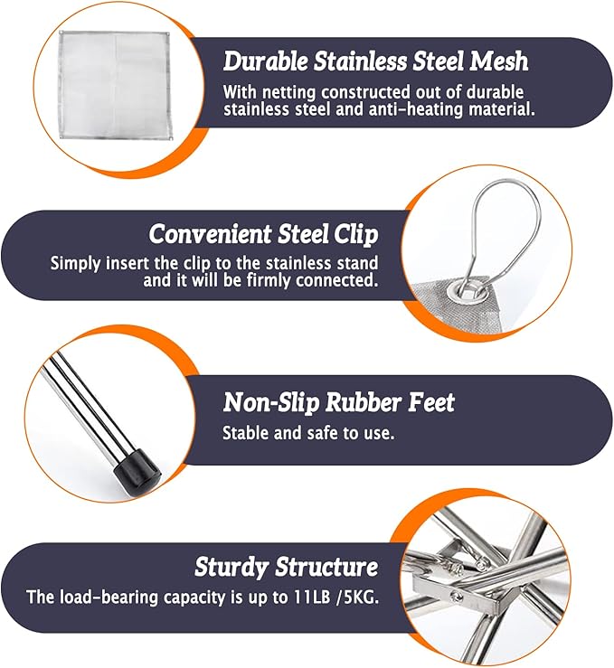 22 inch Portable Outdoor Fire Pit for Camping Upgrade Foldable Stainless Steel Mesh Fire Pits for Outside Wood Burning Collapsible Fireplace for Patio,Camping,Bonfire,Backyard,Garden,BBQ
