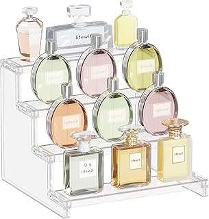 Lifewit Perfume Organizer, Bedroom Decor, Cologne Cupcake Stand, Tool-Free Assembly, Makeup Display Shelf for Vanity Bathroom Counter Storage, Clear, 23 cm/9", 1 Pcs
