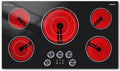 Electric Cooktop 36 Inch Karienvir, 5 Burner 9200W Electric Stove Top with Dual-Ring & Triple-Ring Burners, 220V-240V Hardwired Cooktop, 36" Cook top With Knob Control 9 Level Power, Timer, Lock