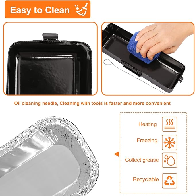 Utheer Grease Catcher for Camp Chef Griddles with 15-Pack Foil Drip Pan Liners, Disposable Grease Cup Liners for Camp Chef SG14 SG30 SG60 SG90 SG100, Leakproof, Easy to Replace, Heat-Resistant