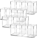 Pajean 4 Pack Acrylic Pen Pencil Holder - 4 Compartments Clear Pencil Pen Holder Organizer - Makeup Brush Holder Acrylic Pencil Organizer Cup for Office Home Supplies Desk Accessories