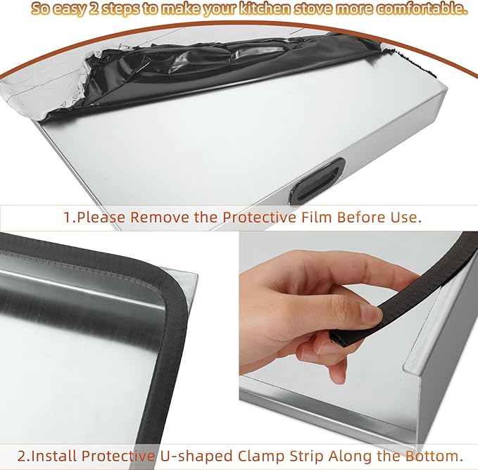 Stainless Steel Gas Stove Top Cover, Noodle Board Cooktop Cover, Kitchen Organizer for Gas and Electric Stove Range Expanding Kitchen Space, Large Size 36"x 23.6"x3", Sliver