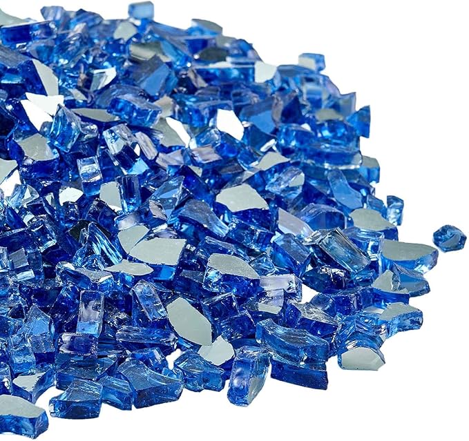 VEVOR Fire Glass, 10 lbs, Cobalt Blue, 1/4 Inch High-Temperature Resistant Reflective Glass Rocks, Smokeless Fire Pit Stones for Outdoor Table & Landscaping