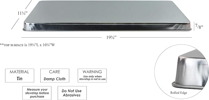 Reston Lloyd Rectangular Burner Cover, Steel, Set of 2, Stainless Look