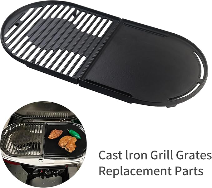 Cast Iron Cooking Griddle and Grill Grates Replacement Parts for Coleman Roadtrip Swaptop Grills LX LXE LXX, 2 Pack Grill Grids Grates Parts