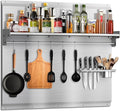 36"x24" Stove Backsplash, Stainless Steel Range Backsplash with Storage Shelf & Hooks - Easy Install Kitchen Splash Guard Wall Panel