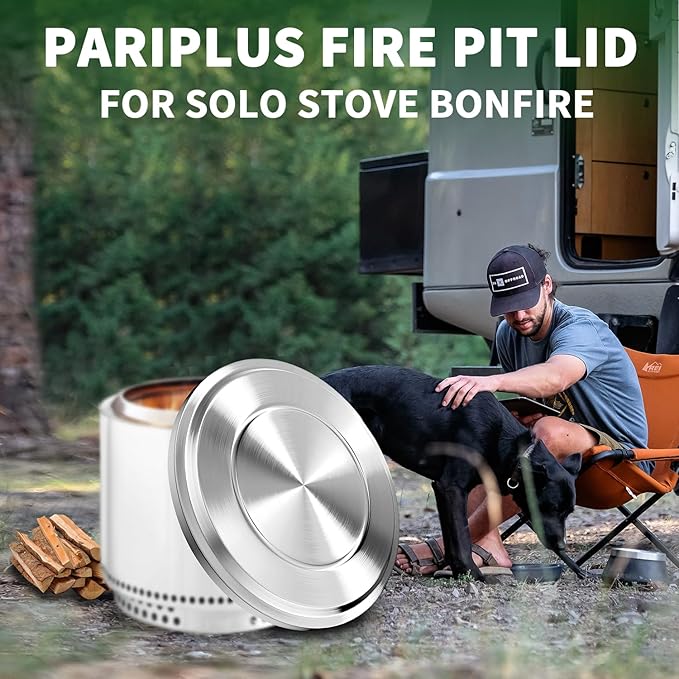 Lid for Solo Stove Bonfire - 19.5 Inch Stainless Steel Fire Pit Lid Cover for Solo Stove Bonfire, Fire Pit Accessories for Outdoor Fire Pits and Camping Accessories