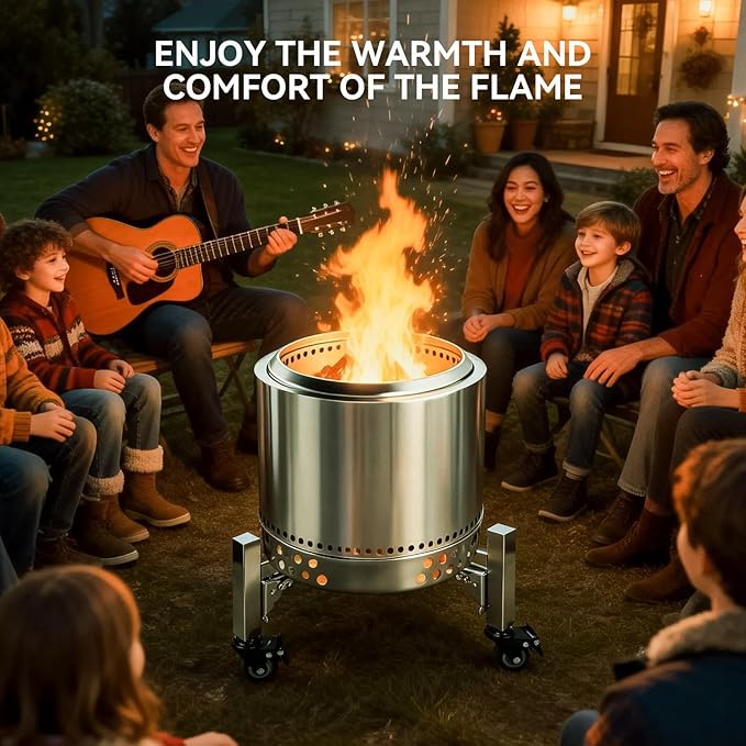 Adjustable 18-28" Rolling Firepit Stand for Solo Stove Bonfire, Yukon, Ranger Fire pit, Stainless Steel Fire Pit Stand on Wheels, Easy Mobility, Camping Accessory for Most 18-28 Inch Fire Pits