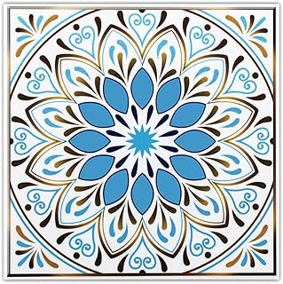 DICOFUN 32 Moroccan Tile Peel and Stick Backsplash, 6" x 6" Waterproof Mandala Stick on Wall Tiles (Style 6)