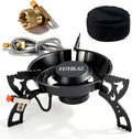 camping stove - made of 4mm carbon steel, featuring piezoelectric ignition and a 39-inch hose ideal for backpacking, hiking, and outdoor cooking