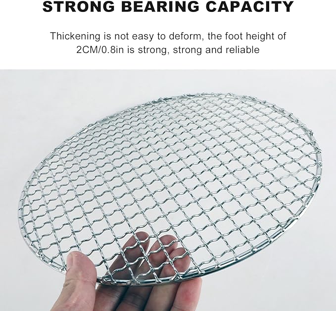 Eagles Round Grill Grates, 9.8" Round Grill Grates Stainless Steel Barbecue Mini Round BBQ Grill Net/Mesh/Rack/Grate/Steam Mesh Fire Grate Charcoal Stove for Home Party Outdoor Camping