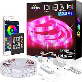 LED Strip Lights 32.8ft, Multicolor RGB LED Light Strips, 5050 LED Tape Lights, Music Sync Color Changing+Remote Control +APP Controlled LED Strip Lights for Bedroom Party Christmas Decoration