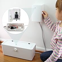 Power Strip Cover and Outlet Cover Box - Effectively Baby Proofs Power Strip on Floor or Wall, Protects Small Hands & Fingers, Cover Box and Outlet Cover Box (White-Bundle)
