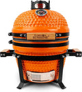 London Sunshine Ceramic Charcoal BBQ Kamado Grill Smoker - Portable Tabletop Cadet Series -Orange