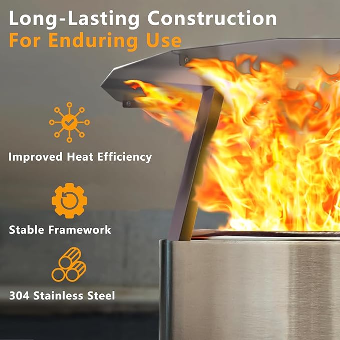 Heat Deflector for Solo Stove Bonfire1.0/2.0 and Other 19.5" Fire Pit - Accessory for Fire Pit, 304 Stainless Steel with 3 Legs Accessory.