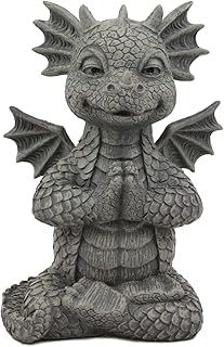 Ebros Gift Mini Zen Meditating Yoga Namaste Dragon Statue in Faux Stone Resin Finish 5" Tall Decor Figurine Zen Dragons and Dungeons As Fairy Garden Accessory Decorative Collectible Sculpture
