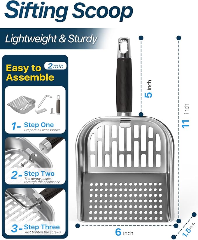 Griddle Scoop for Blackstone with a Any-Edge Hook, Stainless Steel Griddle Portable Food Mover for Stir Fry and Move Food, Sifting Grill Shovel