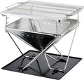 Explorer Bear 20" Stainless Steel Foldable Takibi Fire & Grill with Carrying Bag, Bridge, and Coal Bed | Portable Wood Burning Grill and Fire Pit | Perfect for Camping, Outdoors, Patios