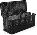 Cable Management Box, Handmade Rattan Cable Organizer with 2 Open Slots, Cord Hider for Power Strip, Router & USB Hub, Registered U.S. Design Patent (D1,112,102), 13" x 5.1" x 5.1", Black