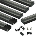 Muzata 6Pack 3.3FT/1M LED Channel Black Aluminum U Shape LED Strip Channel with Transparent Clear Cover Easy Installation with Paper User Manual U1SW BT 1M