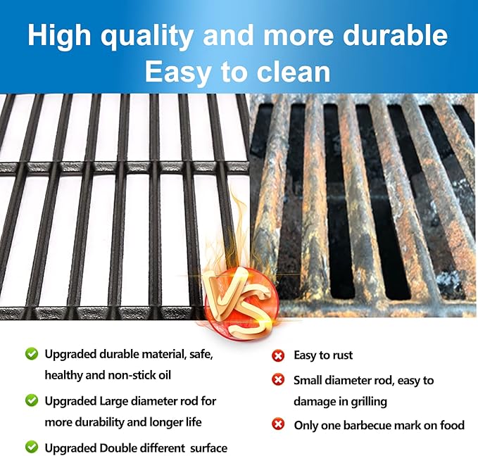 Utheer Cast Iron Grill Grates fit Oklahoma joe's Longhorn Comb Charcoal/Gas Smoke 12201767,14201767, fit Oklahoma joe's Longhorn 18202083,16202046,15202029 Cast Iron Grill Cooking Grids, 4 Pack