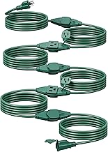DEWENWILS 50FT Outdoor Extension Cord with Multiple Outlets, 6 Outlets Plugs Extension Cord with Safety Cover, 16/3 SJTW Weatherproof Wire for Outdoor String Lights and Holiday Decorations, ETL Listed