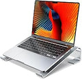 MOKURU Laptop Stand for Desk, Aluminum Laptop Riser, Ergonomic Computer Stand Compatible with for MacBook Pro/Air, Dell, HP, Lenovo, 10-17.3'' (Silver)