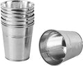KINJOEK 8 Packs 4.72 x 4.72 x 3.54 Inch Galvanized Bucket Metal Planter, Silver Round Flower Metal Pots for Plants,Balconies,Centerpiece, Gardens, Patios, Office, Parties, Weddings