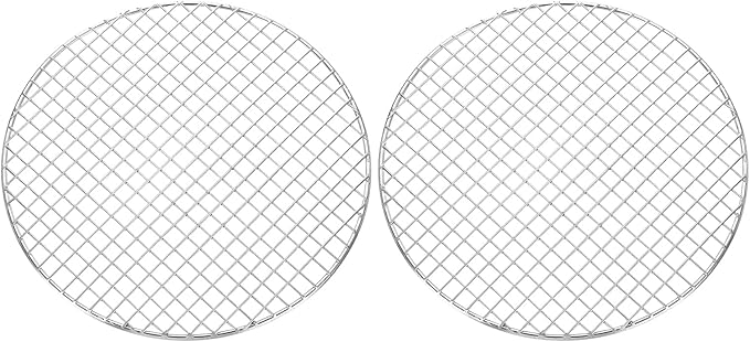 uxcell 2 Pcs Round Cooking Rack, Dia 9.8 Inch Stainless Steel Grill Grate Cross Wire Barbecue Grill for Cooking Baking Air Fryer Racks, Silver