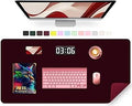 Large Desk Mat 35.4" x 17", PU Leather Desk Pad Protector, Non-Slip Large Mouse Pad for Desk, Waterproof Computer Desk Mat, Office Desk Pad for Keyboard Mouse, Desk Writing Mat (Burgundy)