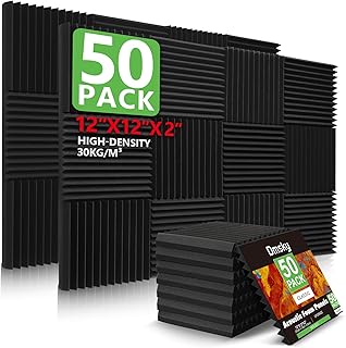 50 Pack Acoustic Foam Panels,2"X 12" X 12"Sound Proof Foam PanelsHigh Density Sound Absorbing Panels,Soundproof Wedges Panels for Studio Recording & Office & Home