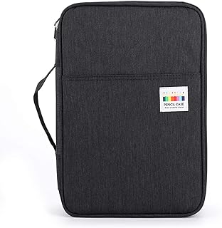 BTSKY Colored Pencil Case 300 Slots Pen Pencil Bag Organizer with Handy Wrap Portable- Multilayer Holder for Crayola Colored Pencils & Gel Pen(Black)