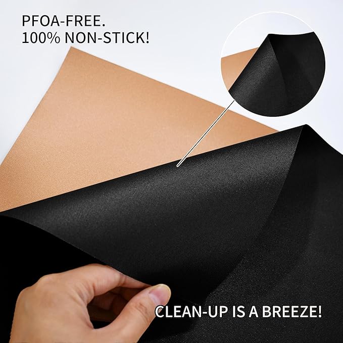 RENOOK Grill Mats for Outdoor Grill, Set of 10 （5 Black+5 Copper）Grill Mat for Gas Grill, Non-Stick BBQ Sheets for Grilling, 15.75 X 13 Inch