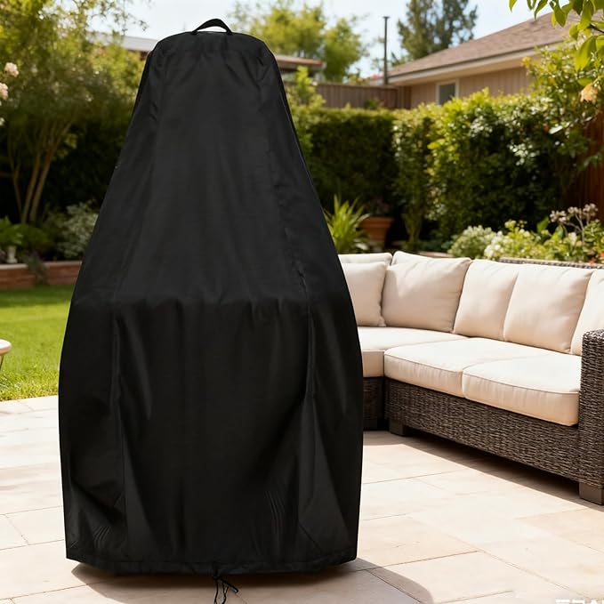 Chiminea Cover for BALI OUTDOORS, Waterproof Outdoor Fireplace Fire Pit Cover- 25”D x 50”H, Black