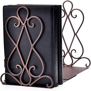 Artkingdome Vintage Bookends for Heavy Books, Non-Slip Metal Bookends for Shelves, Farmhouse Office Desk Decor, Sturdy Book Holder for Classroom Library Home 1pair w/Padding