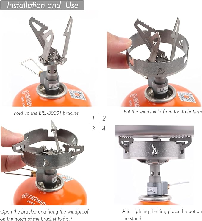 BRS Stove BRS 3000T Stove and Windscreen Combo Set Titanium Windshield Camp Wind Screen with Storage Box for Outdoor Camping Backpacking