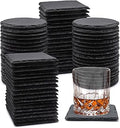72 Pack Slate Drink Coasters, VIBRATITE 4 Inch Square and Round Black Slate Stone Coaster Bulk Laser Engraving Blank Handmade Decor Coasters for Coffee Bar Kitchen Home (36 Sqaure, 36 Round)