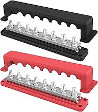 IZTOSS 2Pcs 600 A Bus Bar 12 V Power Distribution Block 8 x 3/8"(M10) Terminal Studs,Battery Bus Bar 48 V DC Positive & Negative Battery Terminal Block for Marine Automotive RV Truck