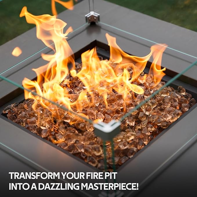 Mr. Fireglass 1/2-Inch Polygon Fire Glass for Fireplace Fire Pit & Lanscaping, 10 Pounds High Luster Elegant Gold