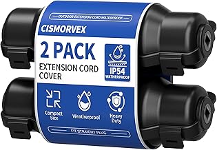 2 Pack Outdoor Extension Cord Safety Cover with Waterproof Seal IP54 Water-Resistant, Weatherproof Electrical Connection Box with 2 Latches, Plug, Socket, Holiday Decoration Light, Black