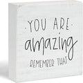 Simply Said, INC Small Talk Square You Are Amazing Remember That Sign, Rustic Wooden Plaque, Farmhouse Shelf Sitter, Inspirational Gift, 5.25 Inch
