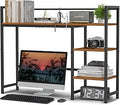Snughome Desk Shelf, 38.6" Desktop Organizer Shelf, Desk Hutch for Computer Monitor, 4 Tier Desk Display Rack, Wood Desktop Bookshelf Storage Rack for Home Office Dorm, Rustic Brown | Desktop Organizer Shelf