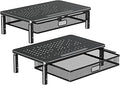 ELIVED 2 Pack Monitor Stand Riser with Drawer, 3 Height Adjustable with Larger Storage Space for Home and Office Supplies, Metal Desktop Stand for Laptop Computer Printer PC iMac