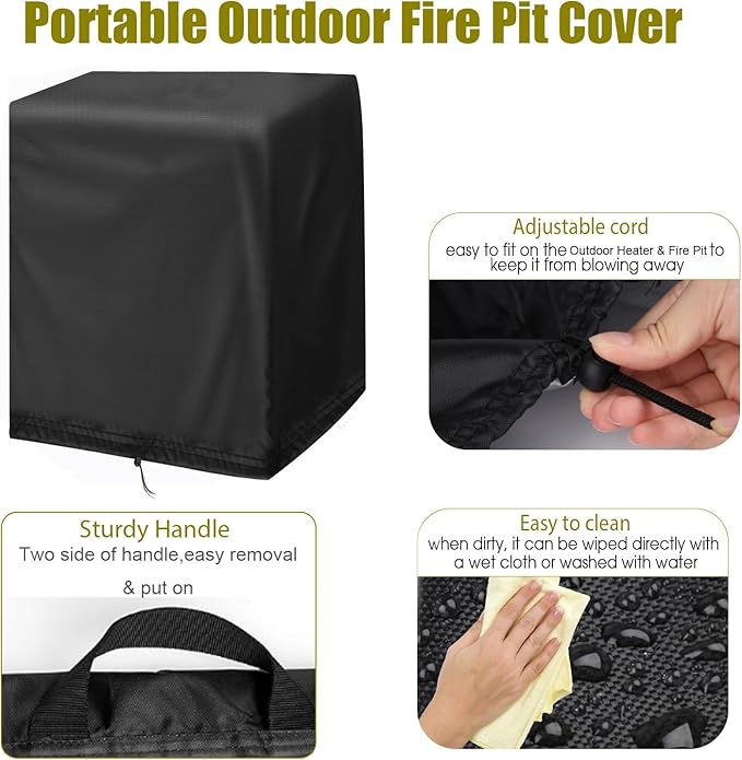 Fire Pit Heat Deflector Cover, 24 inch Waterproof Outdoor Square Fire Pit Deflector Cover-24"D x 24"W x 24"H