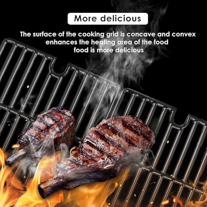 GRISUN 16.5" Cast Iron Cooking Grates for Charbroil Smoke Hollow, Grill Grates Replacement Parts for Gas Grill Model Smoke Hollow PS9900, 7000CGS, Charbroil 463722315 463722313 463750914